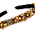 Tiara de Luxo Fina Bordada Preta com Strass Dourado e Pedras Cinza Feminina - Imagem 4