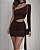 Vestido Curto Marrom Um Ombro com Recorte - Imagem 1