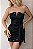 Vestido Preto Curto com Ilhós e Amarração Lateral - Imagem 1