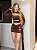 Conjunto Marrom Cropped Manga Longa com Saia Franzida - Imagem 1
