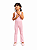 Calça Flare Algodão Canelado Rosa - Imagem 3