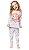 Pijama Infantil Feminino Malha Manga Longa Ursinho Mescla/Rosa Kyly 207778 - Imagem 1