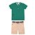 Conjunto Masculino Camiseta com Abertura de Botão Detalhe Bordado e Shorts Sarja com Cinto Paraíso 15564 - Imagem 1
