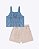 Conjunto Blusa Cropped em Tecido Light Chambray e Shorts-Saia em Linho com Elastano Infantil Feminino Infanti 84583 - Imagem 1
