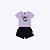 Conjunto Blusa Manga Curta Stitch E Shorts Moletinho Infantil Menina Brandili 26927 Natural - Imagem 1