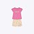 Conjunto Blusa Manga Curta E Shorts Estampado Bebê Menina Brandili 26832 Rosa Claro - Imagem 1