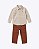 Conjunto Camisa Social Manga Longa Bege e Calça Sarja Marrom Infantil Masculino Vigat 3192 - Imagem 3
