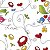 Papel Adesivo Floral Love e Pássaros - Imagem 1