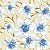Papel Adesivo Floral Azul com Fundo Bege - Imagem 1