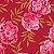 Papel Adesivo Floral Fundo Vermelho com Flores Rosas - Imagem 1