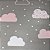 Papel Adesivo Infantil Nuvens Cinza com Rosa Rolo com 10 Metros - Imagem 1