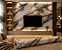 Placa Revestimento Papel de Parede Mármore Preto e Dourado Adesivo 3D Impermeável 120x260 - Imagem 1