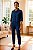 Conjunto de Camisa e Calça Feminino em Viscolinho Tamanho M Marinho - Imagem 2