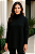 Poncho Feminino de Tricô Liso Gola Alta com Fenda na Lateral Cor Preto - Imagem 2