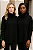 Poncho Feminino de Tricô Liso Gola Alta com Fenda na Lateral Cor Preto - Imagem 1