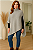 Poncho Feminino de Tricô Irregular Gola Alta Cor Cinza - Imagem 1