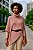 Poncho Feminino de Tricô Irregular Gola Alta Cor Rosa - Imagem 2