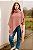 Poncho Feminino de Tricô Irregular Gola Alta Cor Rosa - Imagem 3