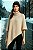 Poncho Feminino de Tricô Irregular Gola Alta Cor Bege - Imagem 2