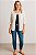 Camisa Acinturada Feminina com Bolsos de Viscose Cor Branco Tamanho M - Imagem 3