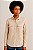 Camisa Acinturada Feminina com Bolsos de Viscose Cor Bege Tamanho M - Imagem 2