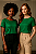 Camiseta Feminina com Detalhe na Manga de Viscose Cor Verde Bandeira - Imagem 2
