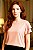 Camiseta Feminina com Babado na Manga de Viscose Cor Rosê Tamanho P - Imagem 1