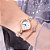 Relógio Feminino Dourado Pulseira Com Pedra Coração Redondo - Imagem 4