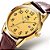 Relógio Masculino Casual Dourado Olevs Pulseira De Couro - Imagem 2