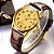 Relógio Masculino Casual Dourado Olevs Pulseira De Couro - Imagem 4