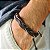Pulseira Bracelete Masculina Couro Marrom Trançado Ajustável - Imagem 4