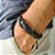 Pulseira Bracelete Masculina Preta Couro Trançado Ajustável - Imagem 4