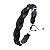 Pulseira Bracelete Masculina Preta Couro Trançado Ajustável - Imagem 5
