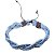 Pulseira Masculina Bracelete Couro Trançado Azul Ajustável - Imagem 2