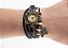 Relogio Feminino Dourado Pulseira De Couro Bracelete Vintage - Imagem 7