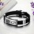Pulseira Masculina Preta Silicone Aço Inoxidável Ajustável - Imagem 2