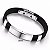Pulseira Masculina Preta Em Silicone Couro E Aço Inoxidável - Imagem 9