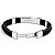 Pulseira Masculina Preta Em Silicone Couro E Aço Inoxidável - Imagem 3