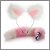 KIT - RABO DE RAPOSA COM TIARA DE ORELHAS ROSA COM BRANCO - TAMANHO P - Imagem 1