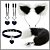 KIT - RABO DE RAPOSA COM TIARA DE ORELHAS, GRAMPOS PARA OS SEIOS EM METAL E GARGANTILHA PRETO COM BRANCO - TAMANHO P - Imagem 1
