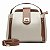 Bolsa bicolor couro off white com caramelo - Imagem 1