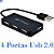 Hub USB Com 4 Portas USB 2.0  HU-220BK, Preto C3Tech - Imagem 1