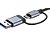 HUB USB 7 Em 1 Com Duas Saídas, Cinco Portas USB, 1 Entrada Para Cartão e Uma Para Aúdio - Cinza - Imagem 5
