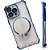 Capa Transparente Para iPhone 15 Pro Max, Com Carregamento Magnético, Proteção de Lentes, Azul Escuro - Imagem 4