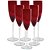 Jogo de 6 Taças p/Champagne em Vidro Vermelho 230ml - Imagem 1