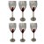 Jogo de 6 Taças p/Vinho  em Vidro detalhe vermelho-400ml - Imagem 1