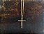Colar Crucifixo Vela zircônia branca e amarela folheado a ouro 18k - Imagem 1