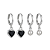 Kit de argolas click pingentes preto banhado a prata - Imagem 1
