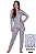 Pijama feminino longo - Lilás cadeados e cartas - Imagem 1