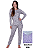 Pijama feminino longo - Lilás com estrelas - Imagem 1